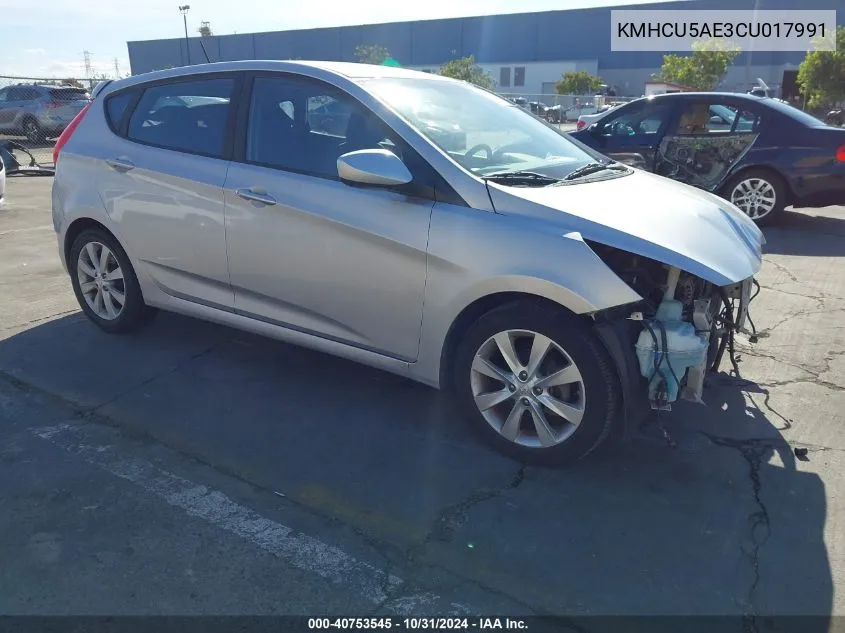 2012 Hyundai Accent Se VIN: KMHCU5AE3CU017991 Lot: 40753545