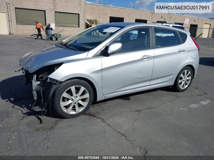 2012 Hyundai Accent Se VIN: KMHCU5AE3CU017991 Lot: 40753545