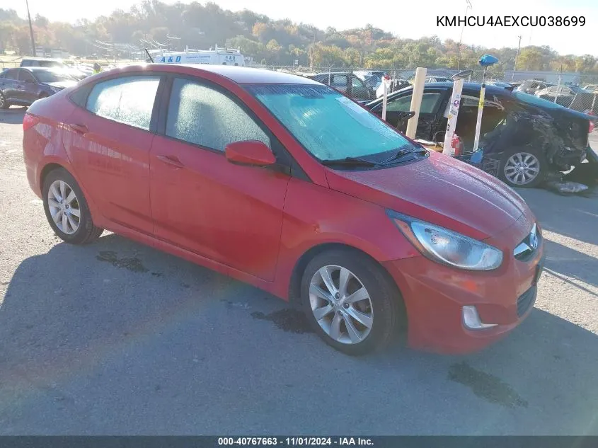 2012 Hyundai Accent Gls VIN: KMHCU4AEXCU038699 Lot: 40767663