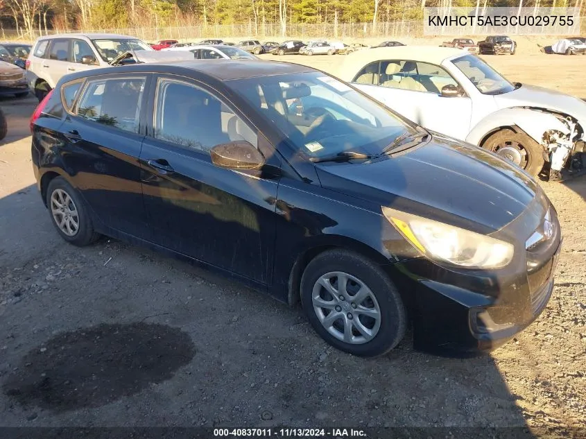 2012 Hyundai Accent Gs VIN: KMHCT5AE3CU029755 Lot: 40837011