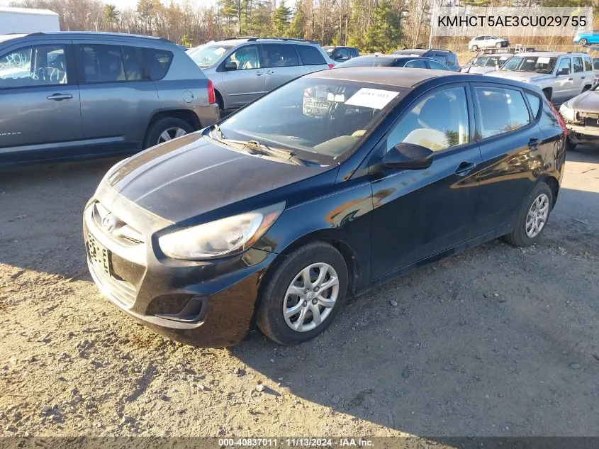 2012 Hyundai Accent Gs VIN: KMHCT5AE3CU029755 Lot: 40837011