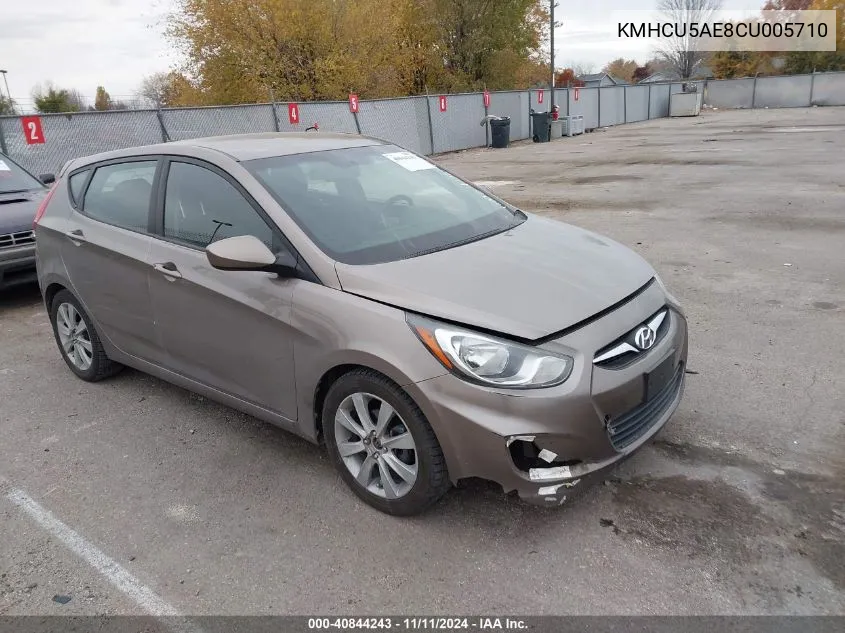 2012 Hyundai Accent Se VIN: KMHCU5AE8CU005710 Lot: 40844243