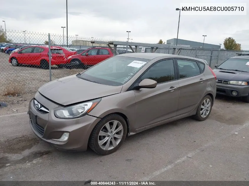 2012 Hyundai Accent Se VIN: KMHCU5AE8CU005710 Lot: 40844243