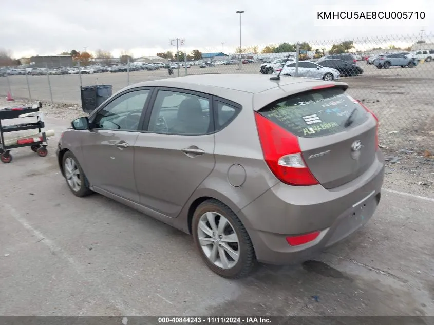 2012 Hyundai Accent Se VIN: KMHCU5AE8CU005710 Lot: 40844243