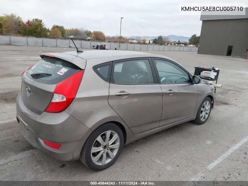 2012 Hyundai Accent Se VIN: KMHCU5AE8CU005710 Lot: 40844243