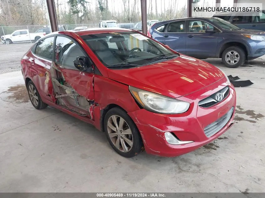 2012 Hyundai Accent Gls VIN: KMHCU4AE4CU186718 Lot: 40905469