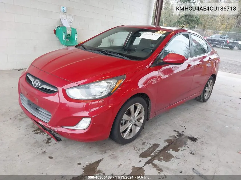 2012 Hyundai Accent Gls VIN: KMHCU4AE4CU186718 Lot: 40905469