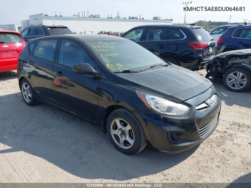 2013 Hyundai Accent Gl VIN: KMHCT5AE8DU064681 Lot: 12103950