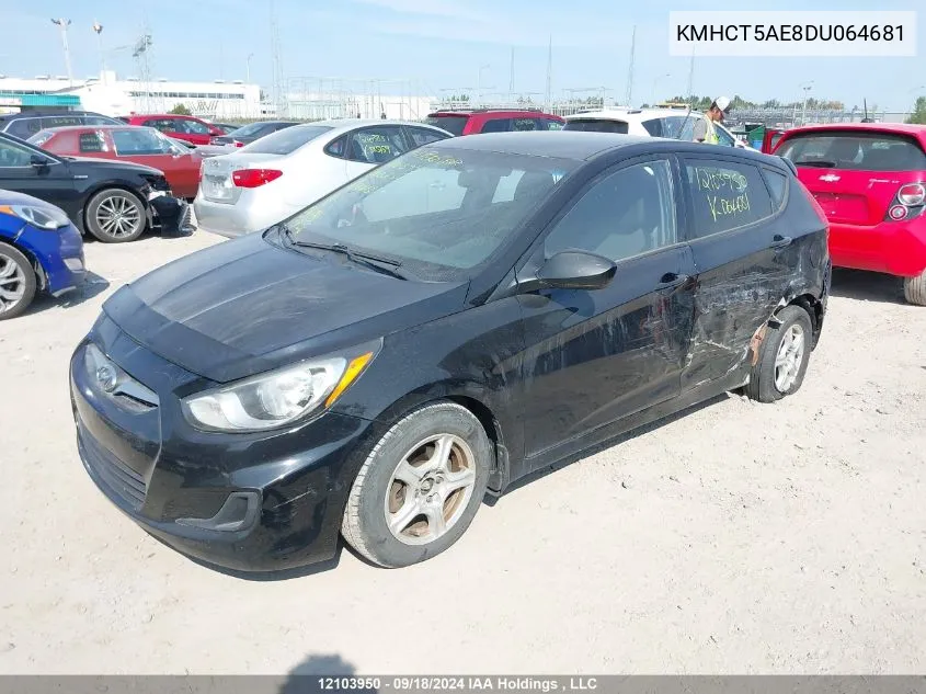 2013 Hyundai Accent Gl VIN: KMHCT5AE8DU064681 Lot: 12103950