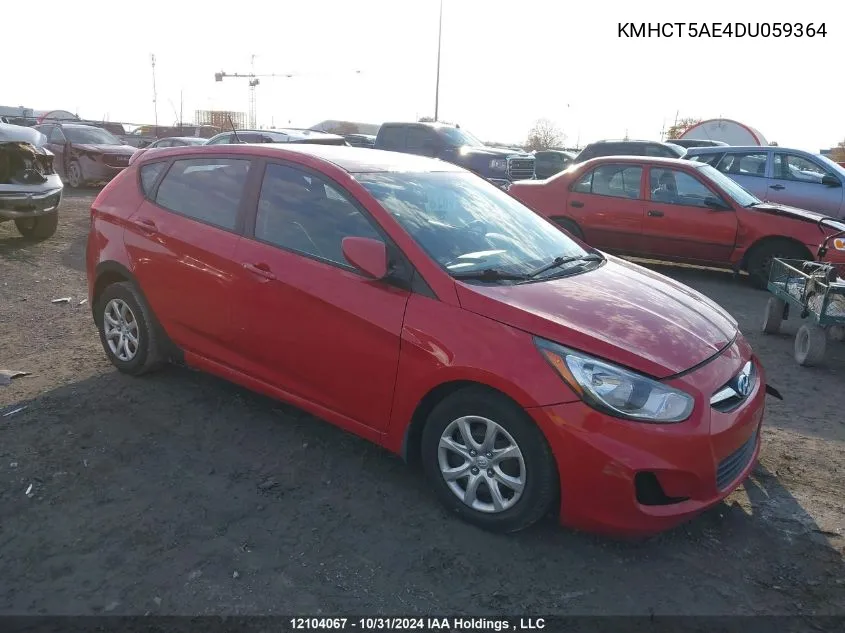 2013 Hyundai Accent VIN: KMHCT5AE4DU059364 Lot: 12104067