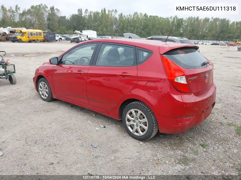 2013 Hyundai Accent Gl VIN: KMHCT5AE6DU111318 Lot: 12119118