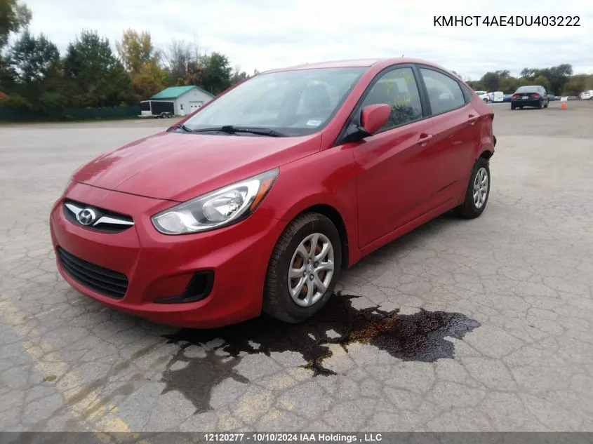 2013 Hyundai Accent Gl VIN: KMHCT4AE4DU403222 Lot: 12120277