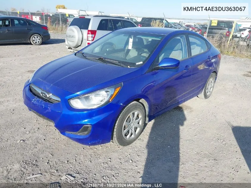 2013 Hyundai Accent Gl VIN: KMHCT4AE3DU363067 Lot: 12133710