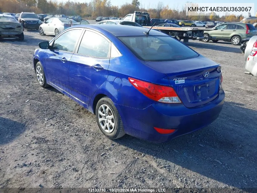 2013 Hyundai Accent Gl VIN: KMHCT4AE3DU363067 Lot: 12133710