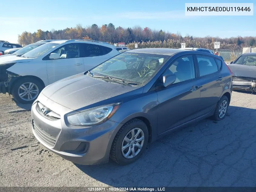 2013 Hyundai Accent Gl VIN: KMHCT5AE0DU119446 Lot: 12135971