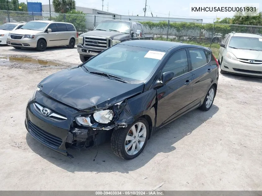 2013 Hyundai Accent Se VIN: KMHCU5AE5DU061931 Lot: 39403034