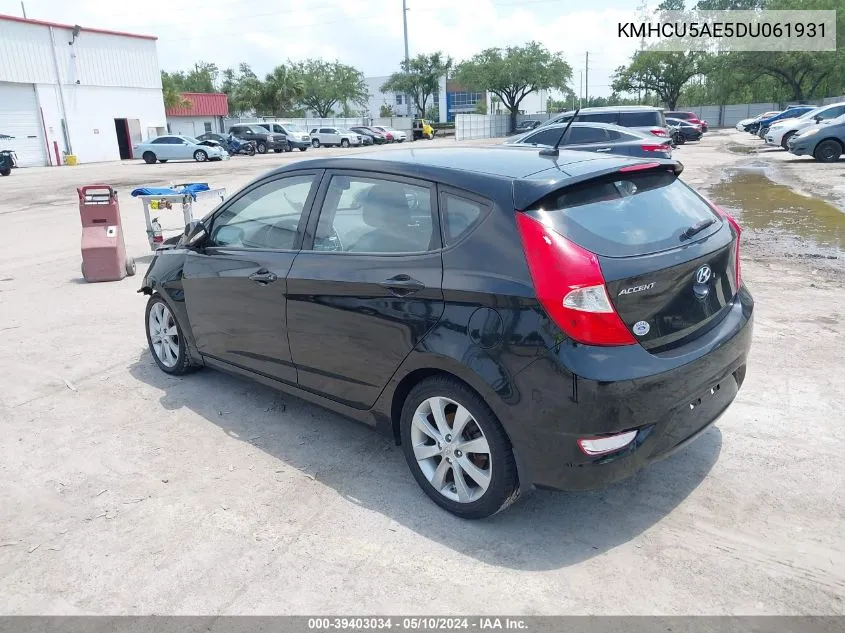 2013 Hyundai Accent Se VIN: KMHCU5AE5DU061931 Lot: 39403034