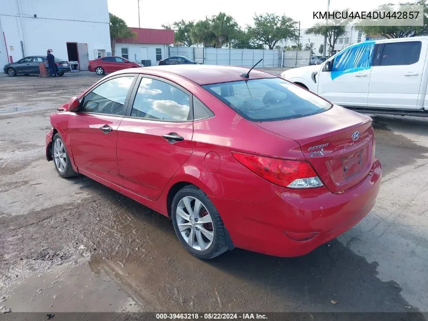 2013 Hyundai Accent Gls VIN: KMHCU4AE4DU442857 Lot: 39463218