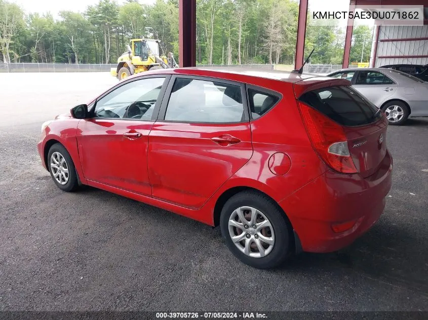 2013 Hyundai Accent Gs VIN: KMHCT5AE3DU071862 Lot: 39705726