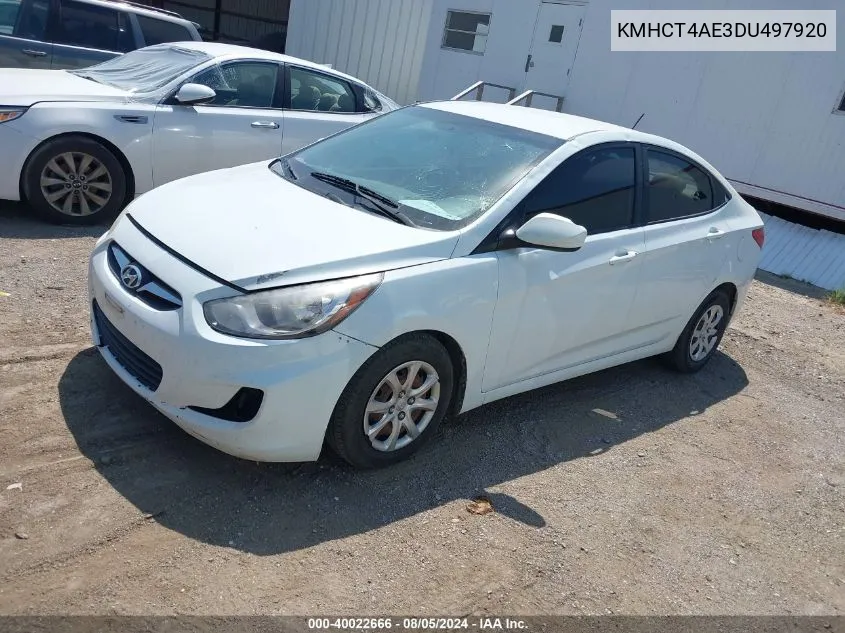 2013 Hyundai Accent Gls VIN: KMHCT4AE3DU497920 Lot: 40022666