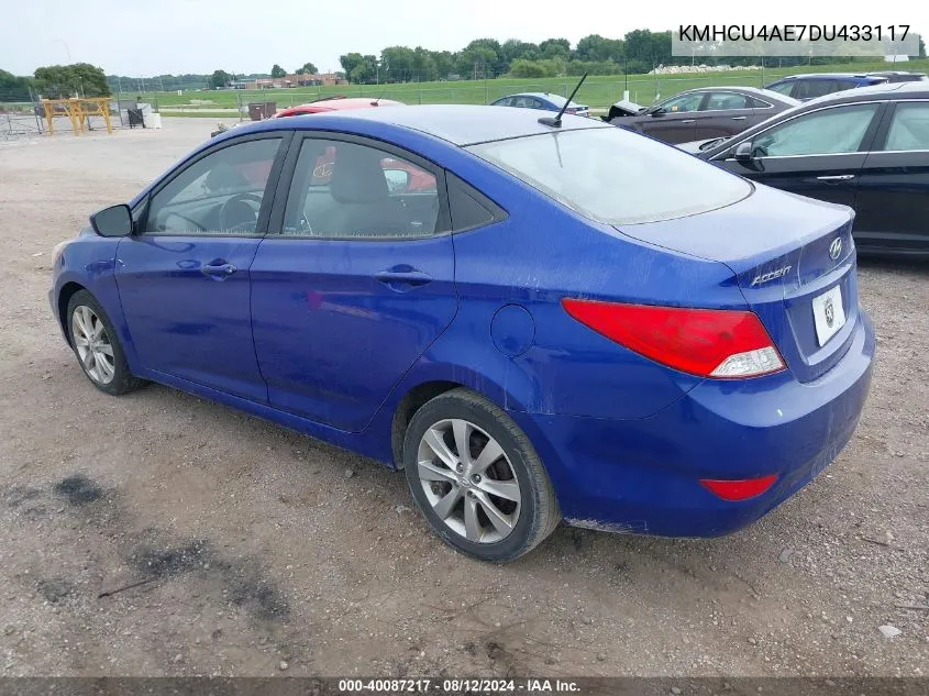 2013 Hyundai Accent Gls VIN: KMHCU4AE7DU433117 Lot: 40087217