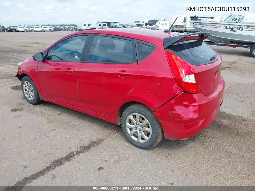 2013 Hyundai Accent Gs VIN: KMHCT5AE3DU115293 Lot: 40089211