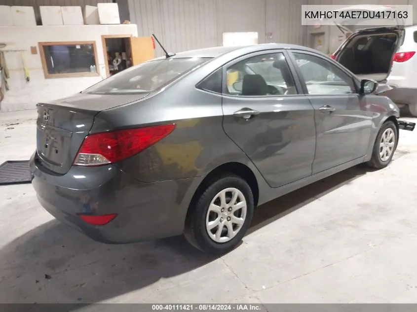 2013 Hyundai Accent Gls VIN: KMHCT4AE7DU417163 Lot: 40111421