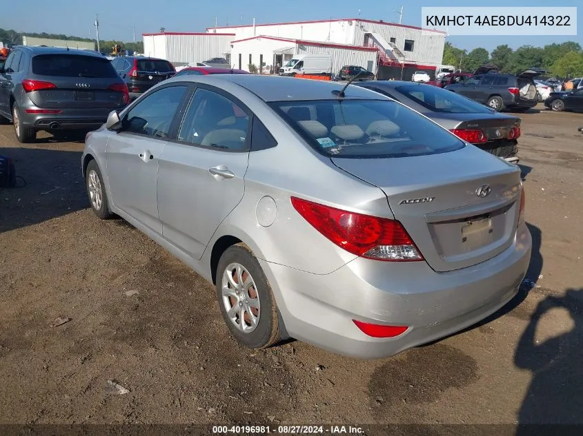 2013 Hyundai Accent Gls VIN: KMHCT4AE8DU414322 Lot: 40196981