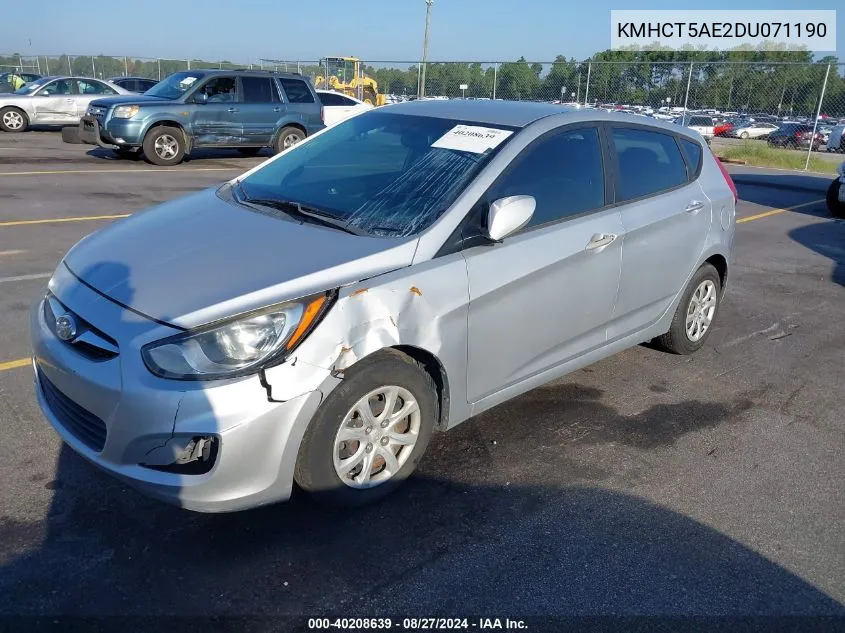 2013 Hyundai Accent Gs VIN: KMHCT5AE2DU071190 Lot: 40208639