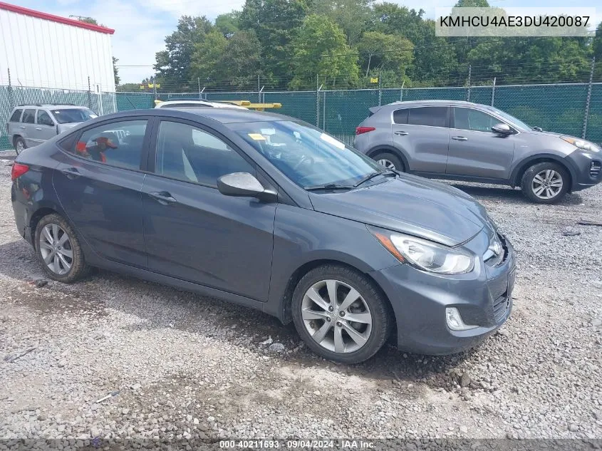 2013 Hyundai Accent Gls VIN: KMHCU4AE3DU420087 Lot: 40211693