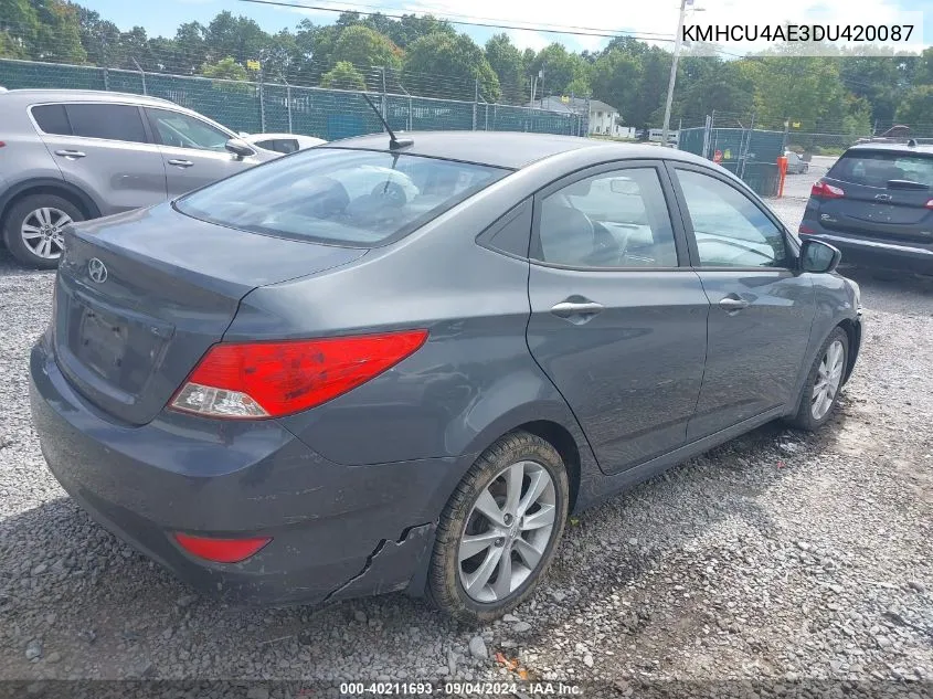 2013 Hyundai Accent Gls VIN: KMHCU4AE3DU420087 Lot: 40211693