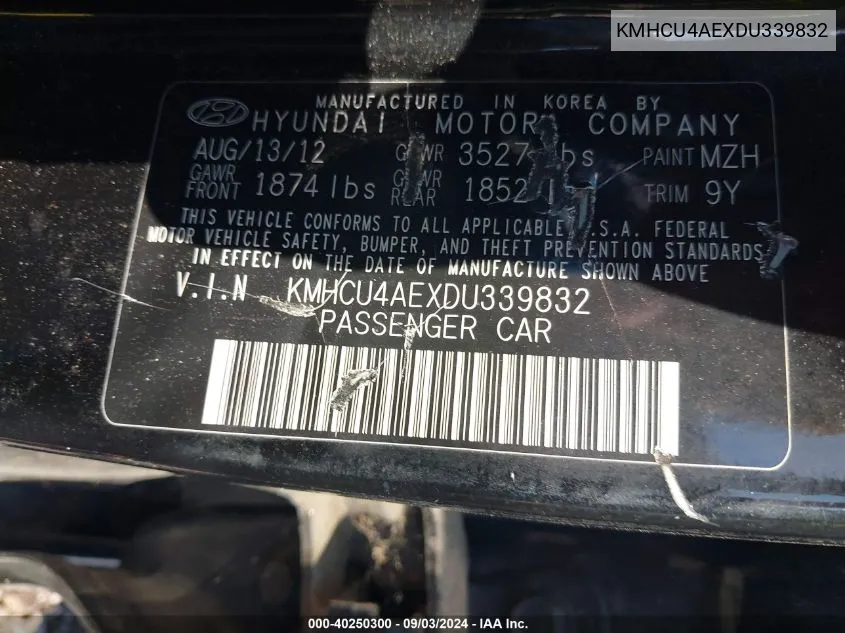 KMHCU4AEXDU339832 2013 Hyundai Accent Gls