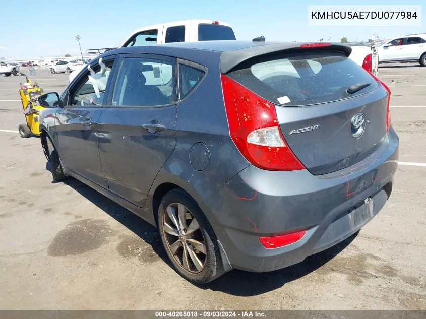 2013 Hyundai Accent Se VIN: KMHCU5AE7DU077984 Lot: 40265018