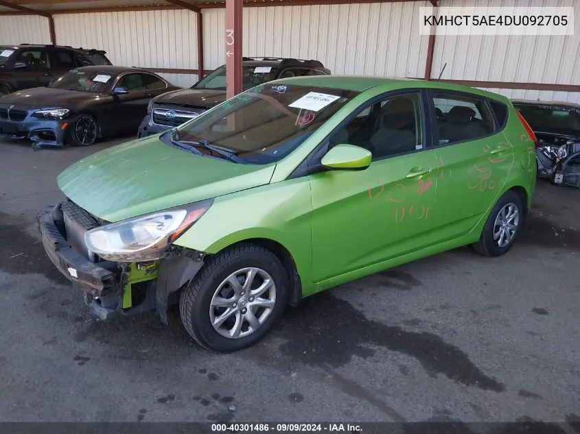 2013 Hyundai Accent Gs VIN: KMHCT5AE4DU092705 Lot: 40301486