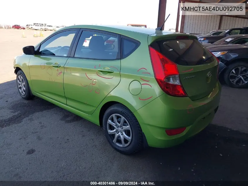 2013 Hyundai Accent Gs VIN: KMHCT5AE4DU092705 Lot: 40301486