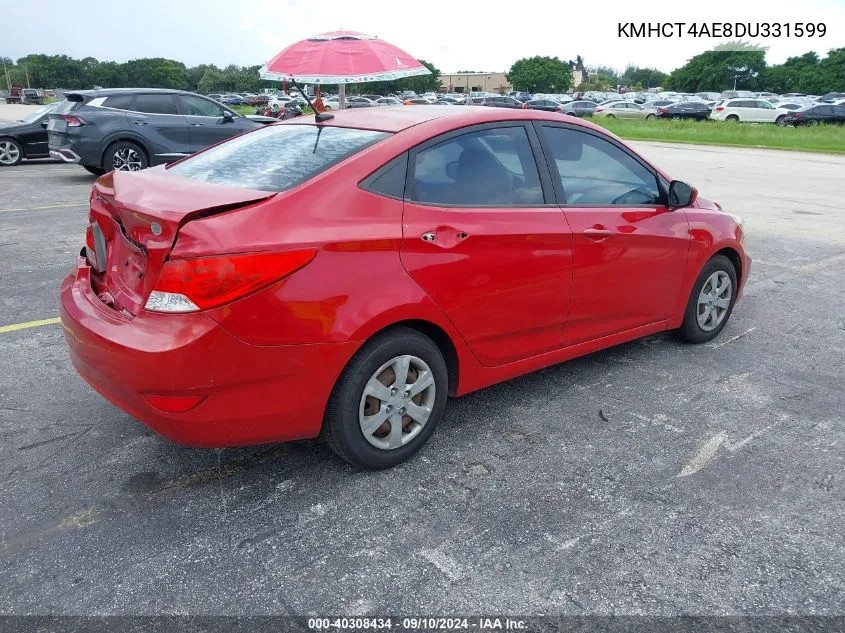 2013 Hyundai Accent Gls VIN: KMHCT4AE8DU331599 Lot: 40308434