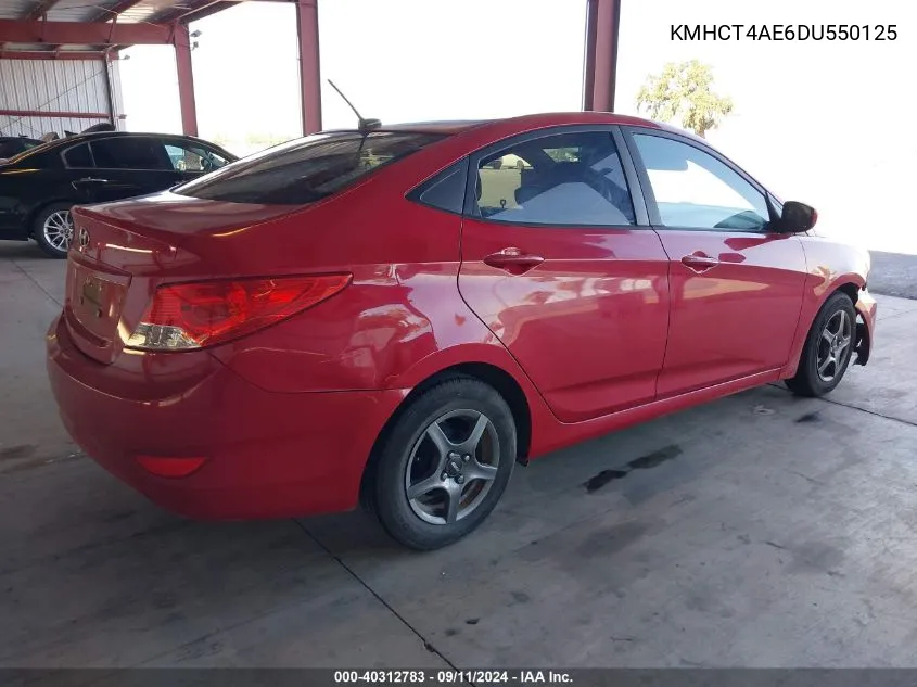 2013 Hyundai Accent Gls VIN: KMHCT4AE6DU550125 Lot: 40312783