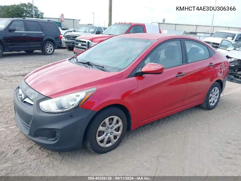 2013 Hyundai Accent Gls VIN: KMHCT4AE3DU306366 Lot: 40326126