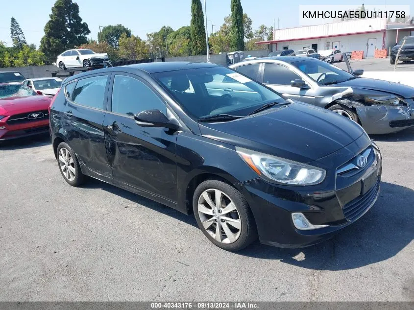 2013 Hyundai Accent Se VIN: KMHCU5AE5DU111758 Lot: 40343176