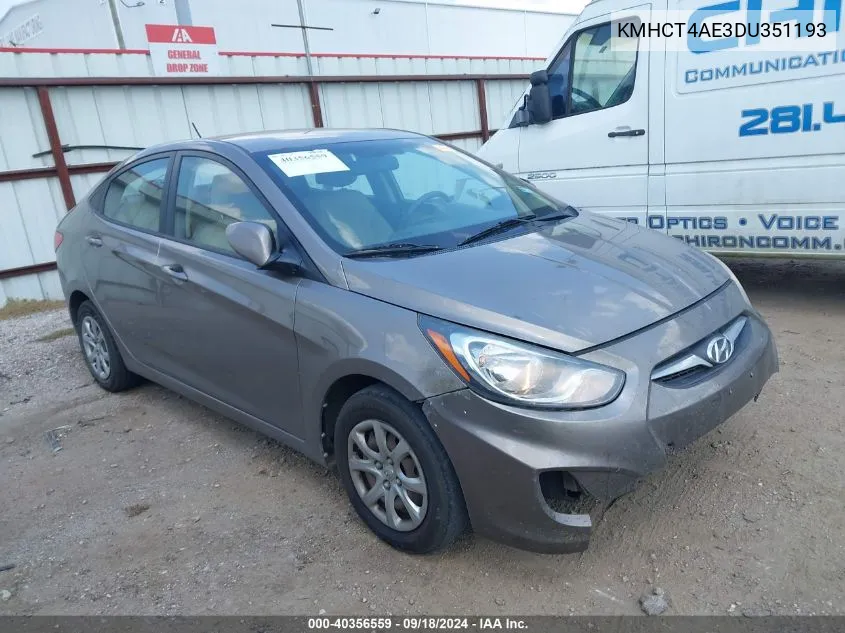 2013 Hyundai Accent Gls VIN: KMHCT4AE3DU351193 Lot: 40356559