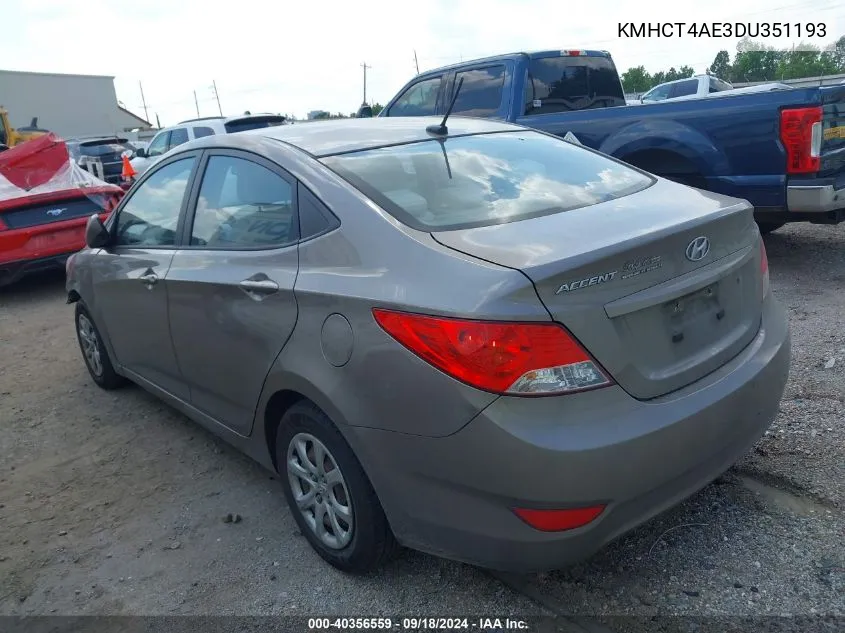 2013 Hyundai Accent Gls VIN: KMHCT4AE3DU351193 Lot: 40356559