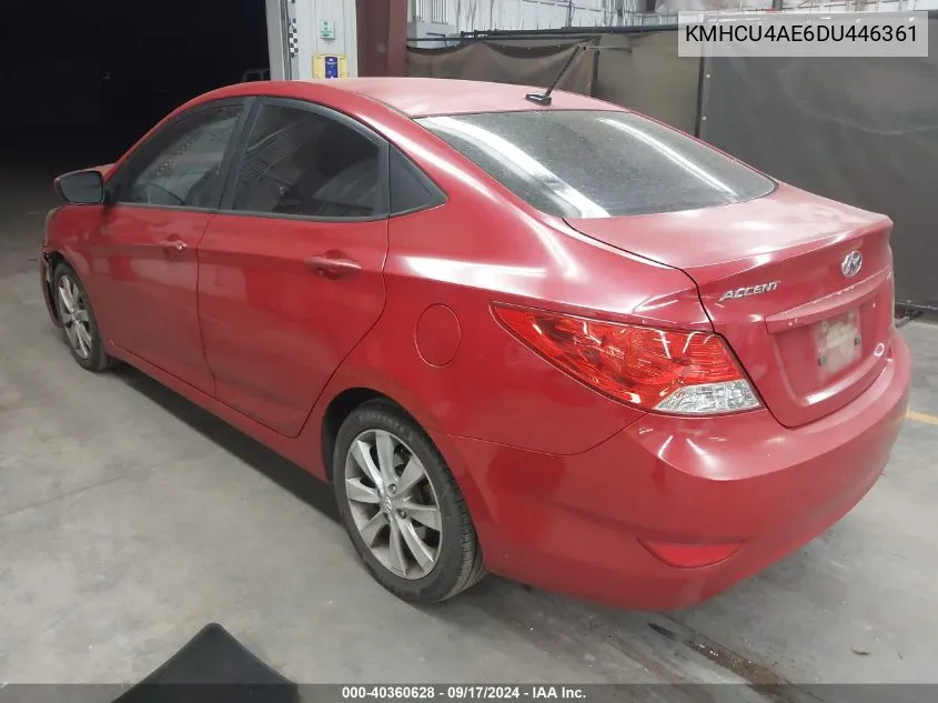 2013 Hyundai Accent Gls VIN: KMHCU4AE6DU446361 Lot: 40360628