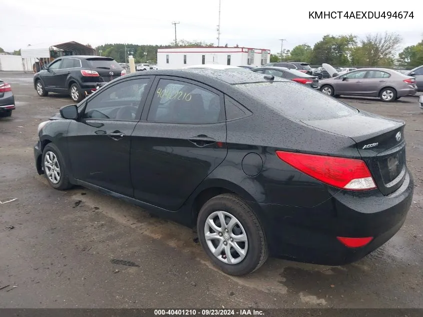 2013 Hyundai Accent Gls/Gs VIN: KMHCT4AEXDU494674 Lot: 40401210