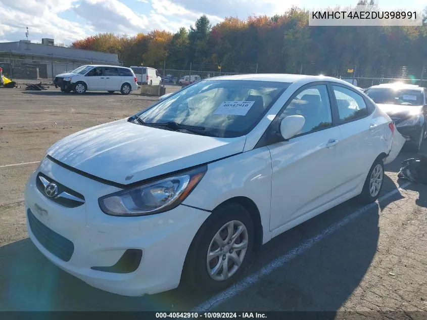 2013 Hyundai Accent Gls VIN: KMHCT4AE2DU398991 Lot: 40542910