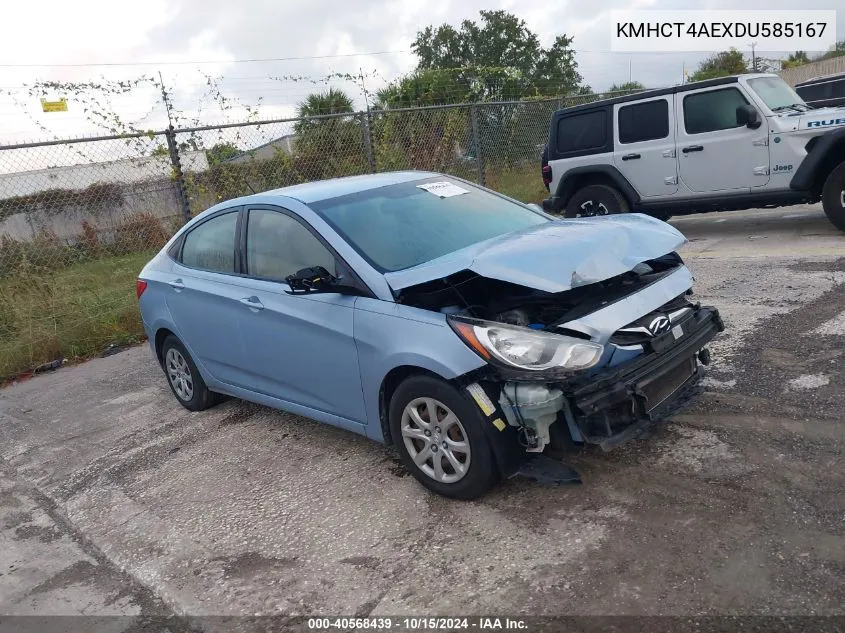 2013 Hyundai Accent Gls/Gs VIN: KMHCT4AEXDU585167 Lot: 40568439