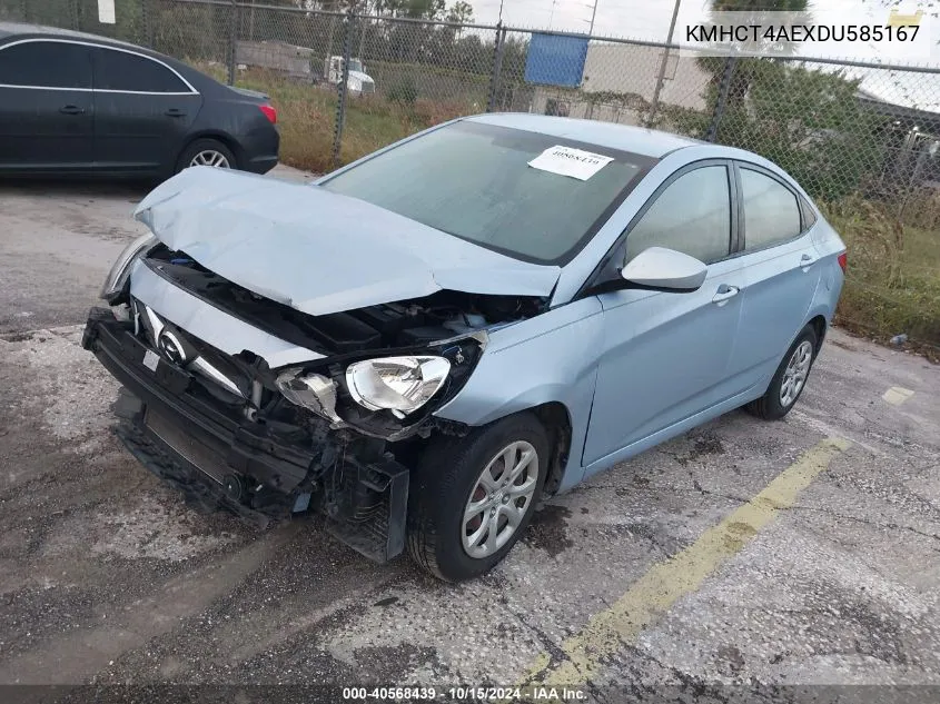 2013 Hyundai Accent Gls/Gs VIN: KMHCT4AEXDU585167 Lot: 40568439