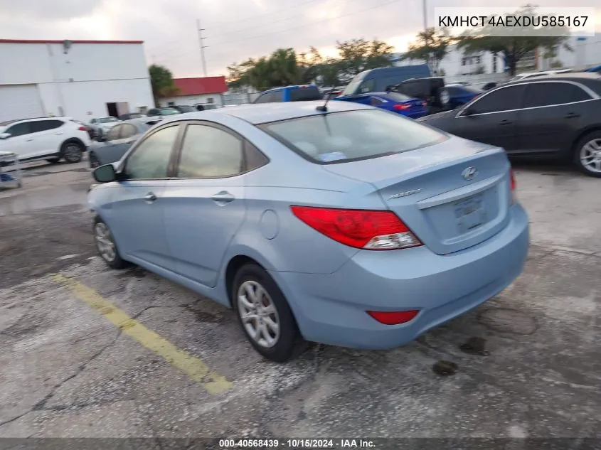 2013 Hyundai Accent Gls/Gs VIN: KMHCT4AEXDU585167 Lot: 40568439