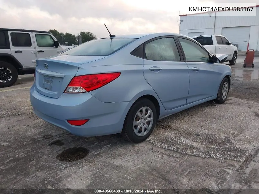 2013 Hyundai Accent Gls/Gs VIN: KMHCT4AEXDU585167 Lot: 40568439