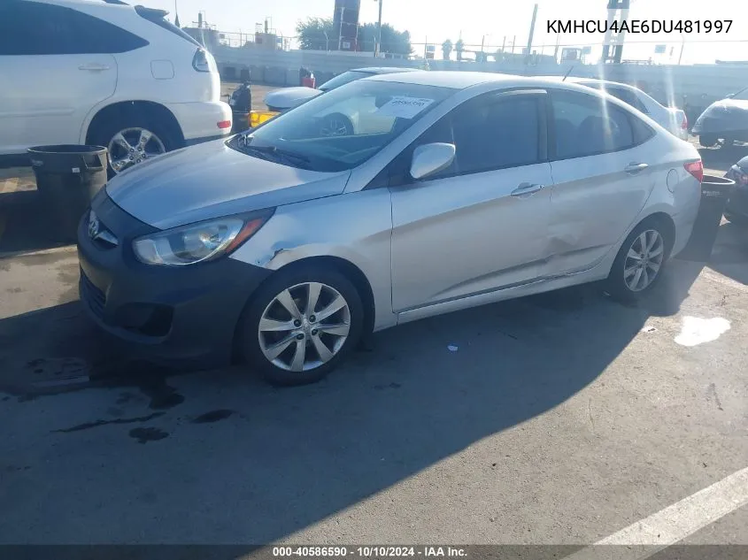 2013 Hyundai Accent Gls VIN: KMHCU4AE6DU481997 Lot: 40586590