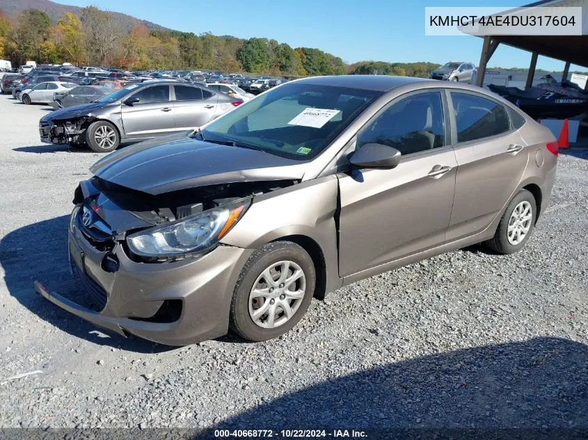 2013 Hyundai Accent Gls VIN: KMHCT4AE4DU317604 Lot: 40668772